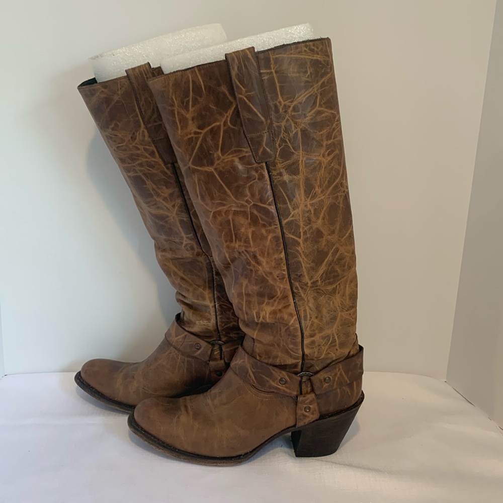 Vintage Muro Boots Brown Leather Sole Western Cowboy Women’s Size 8.5 Wide Calf